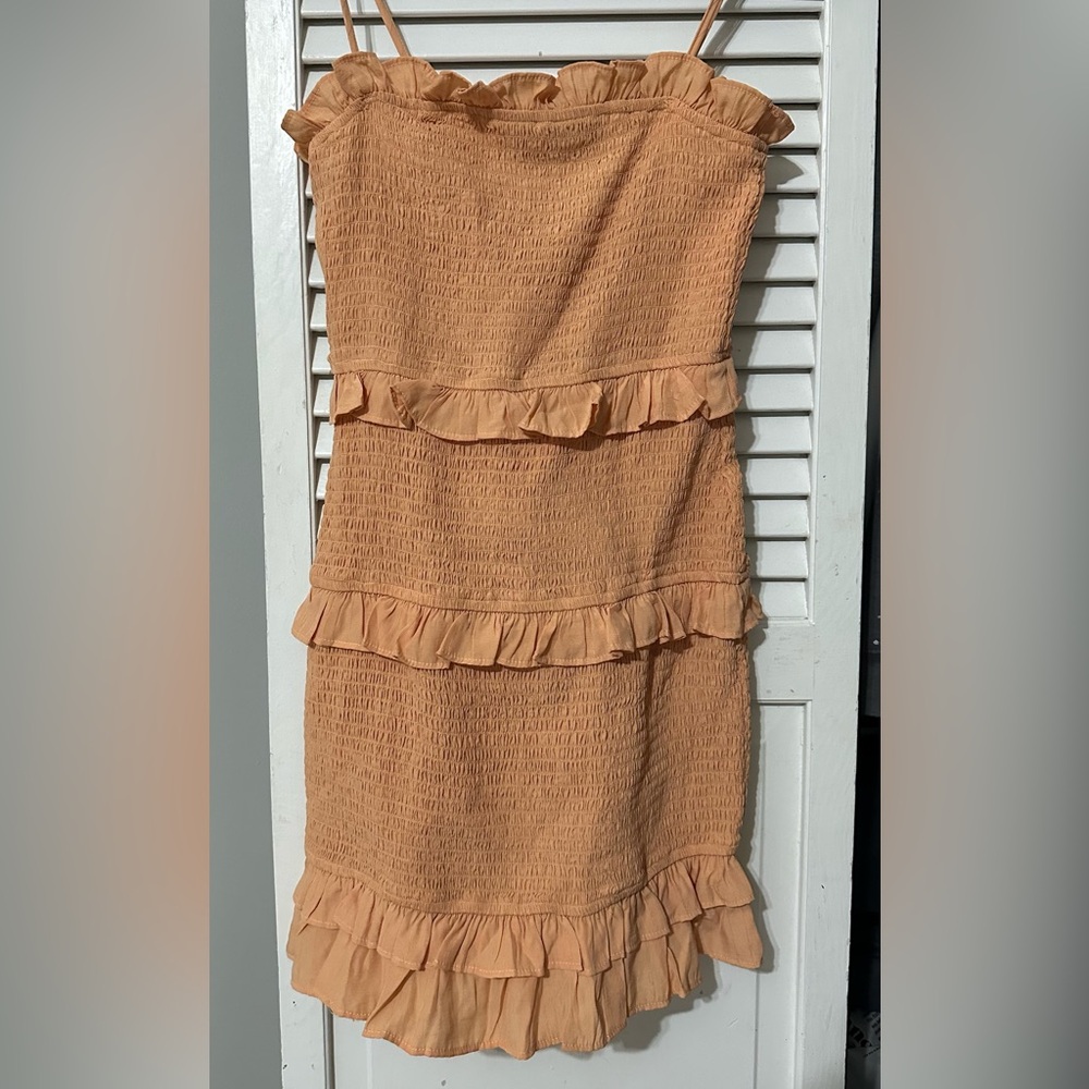 Topia Strapless Orange Ruffle Dress